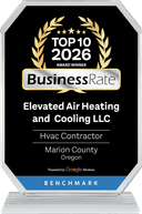 Elevated Air Heating and Cooling - Top 10 2026 Award Winner Top 10 2026 HVAC Contractor Award Winner - BusinessRate - Elevated Air Heating and Cooling